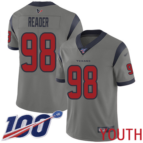 Houston Texans Limited Gray Youth D J  Reader Jersey NFL Football #98 100th Season Inverted Legend